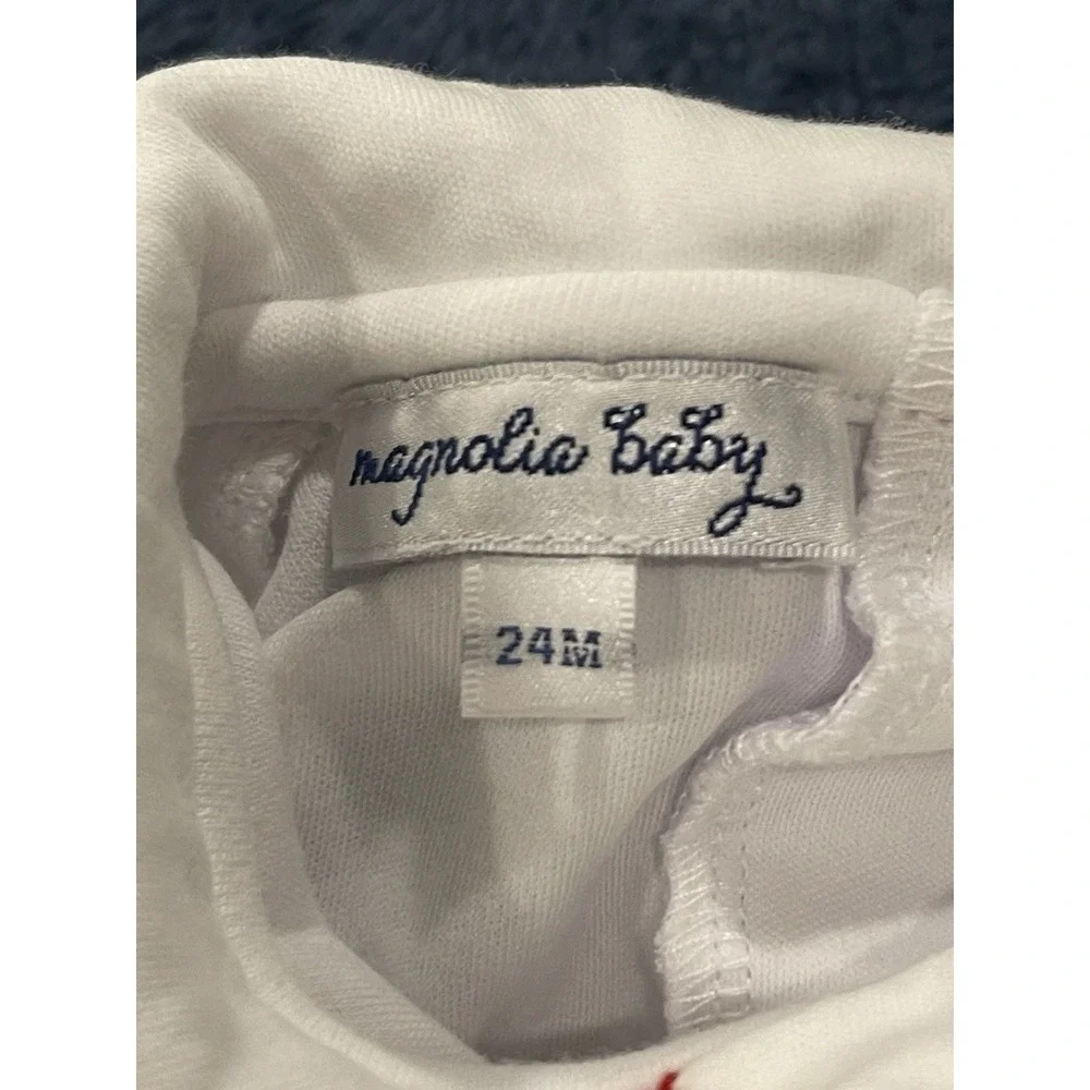 Magnolia Baby White USA Flag Red Accents White Collar Dress 24 Month Pima Cotton